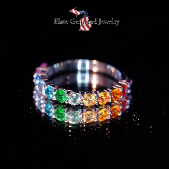 12 Stone Rainbow Pride Ring - Price includes custom sizing - Picture 8 of 14